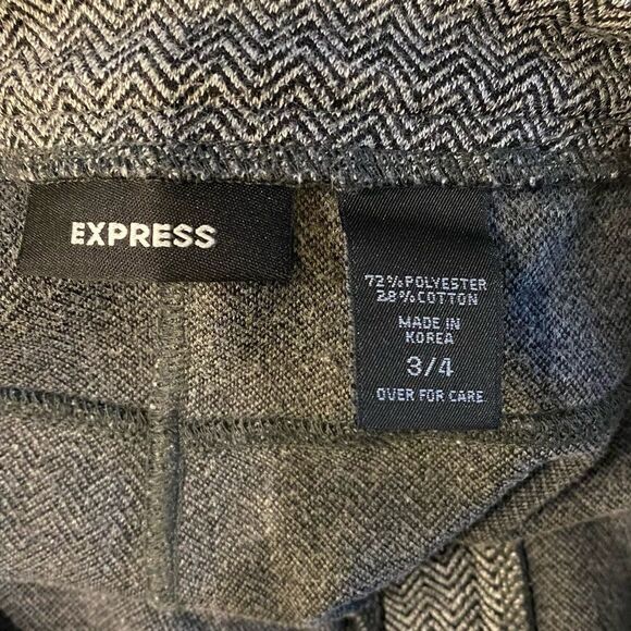 Express Sz 3/4 Black & White Chevron Career Trouser Slight Flare Dress Pants - Picture 4 of 9